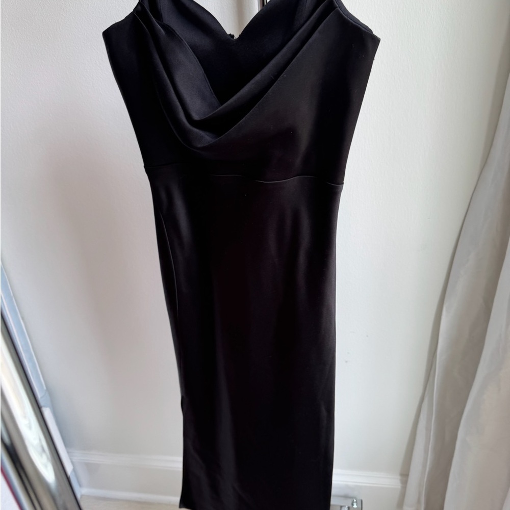 Alice + Olivia Black Cowl Neck Sheath Dress